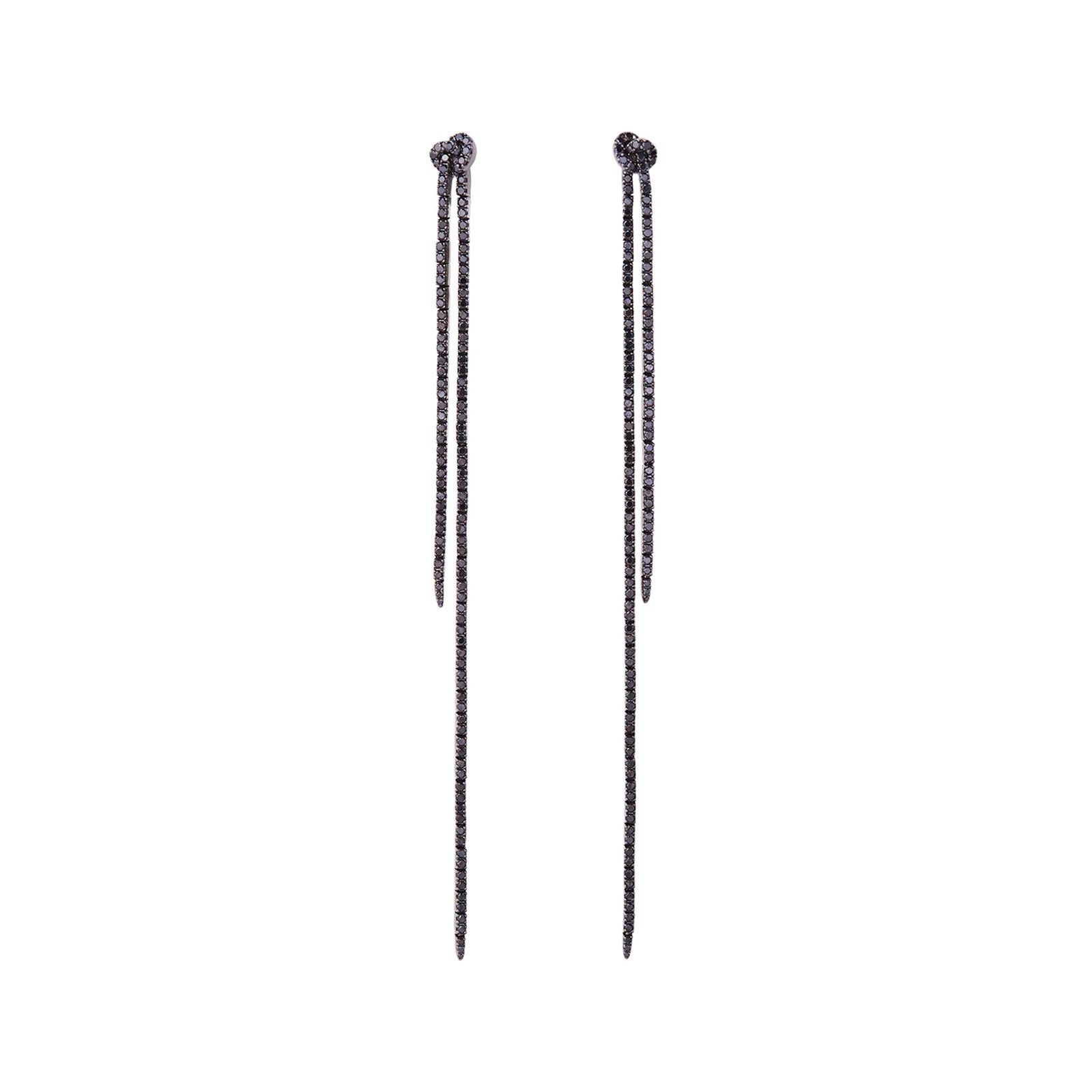 Sidney Garber Long Knot Drop Earrings - Black Diamond - Earrings - Broken English Jewelry
