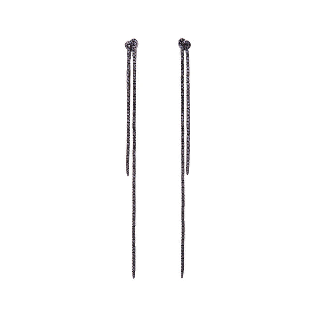 Sidney Garber Long Knot Drop Earrings - Black Diamond - Earrings - Broken English Jewelry