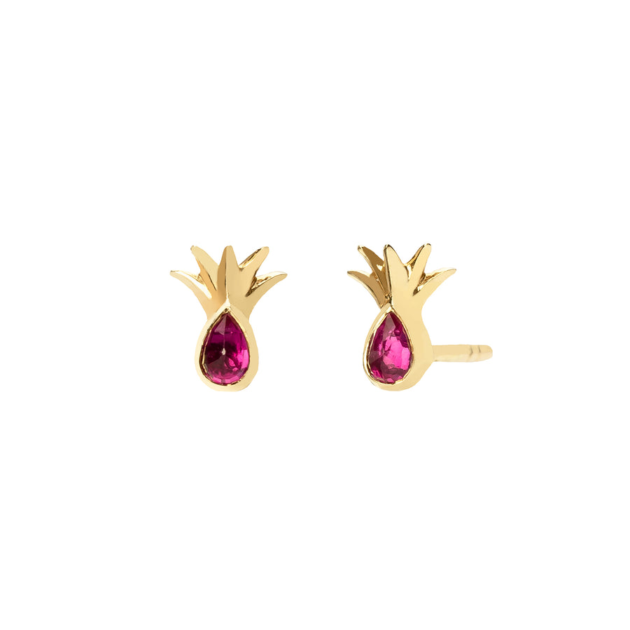 Celine Daoust Pineapple Leaf Earrings - Ruby - Broken English Jewelry