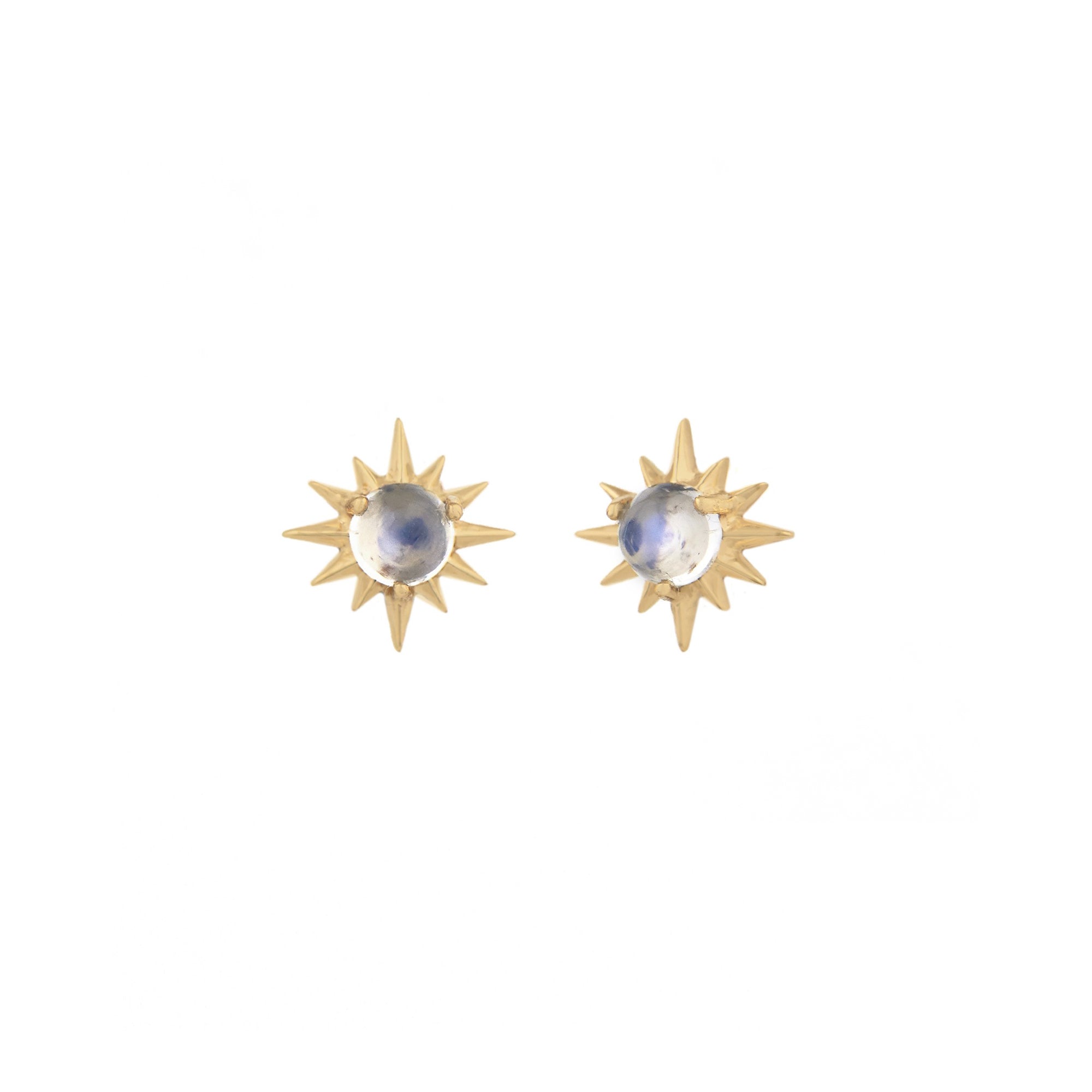 Moonstone Sun Studs by Celine Daoust front view