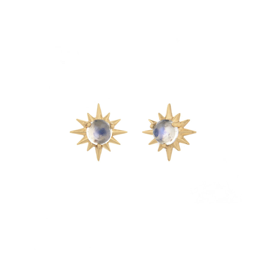 Moonstone Sun Studs by Celine Daoust front view