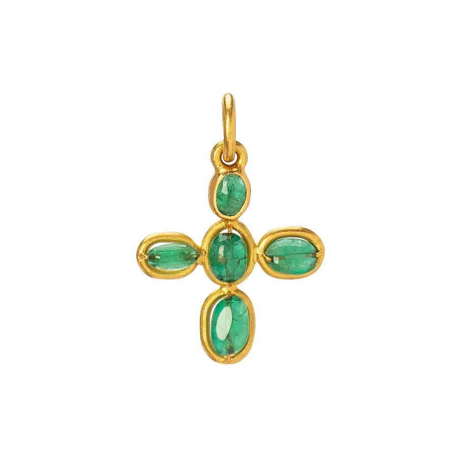 Munnu The Gem Palace Emerald Cross Charm - Charms & Pendants - Broken English Jewelry