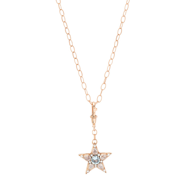 Selim Mouzannar Star Aquamarine and Diamond Pendant Necklace front view