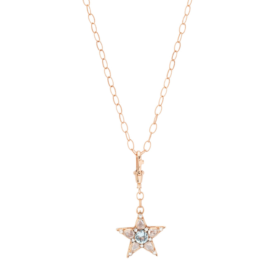 Selim Mouzannar Star Aquamarine and Diamond Pendant Necklace front view