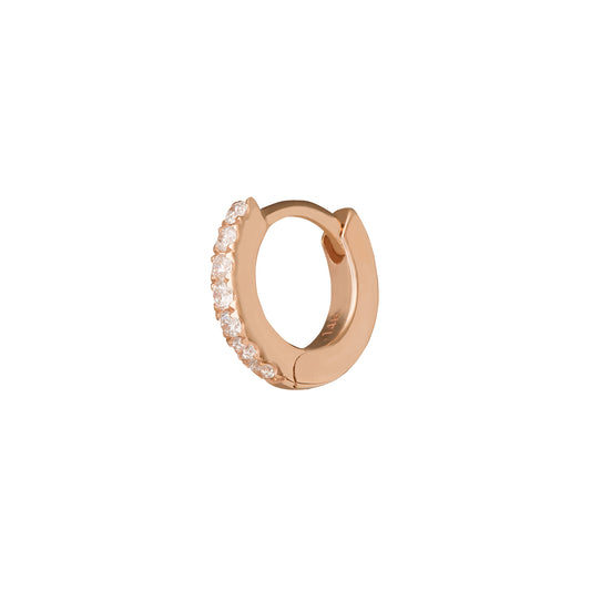 Half Paved Huggie 5mm - Rose Gold - Main Img