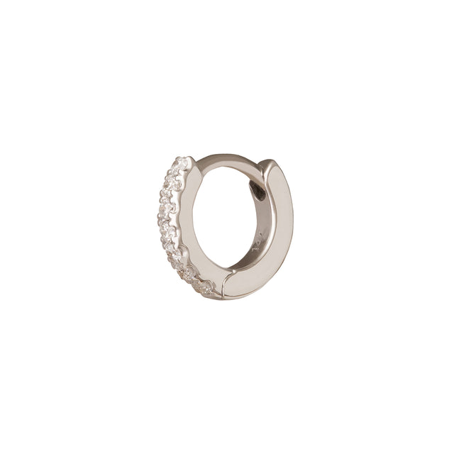 Trouver Half Paved Huggie 5mm - White Gold - Earrings - Broken English Jewelry