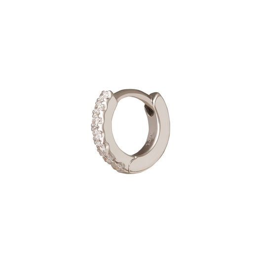Half Paved Huggie 5mm - White Gold - Main Img