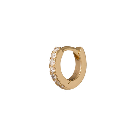 Half Paved Huggie 5mm - Yellow Gold - Main Img