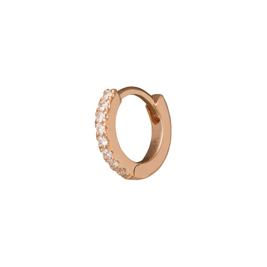 Half Paved Huggie 6.5mm - Rose Gold - Main Img