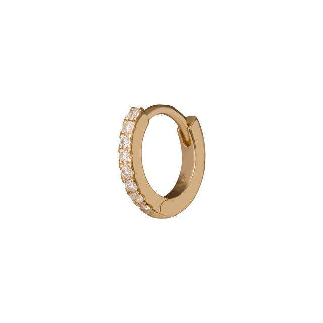Trouver Half Paved Huggie 6.5mm - Yellow Gold - Earrings - Broken English Jewelry