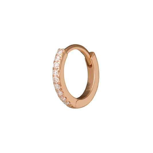 Half Paved Huggie 8mm - Rose Gold - Main Img