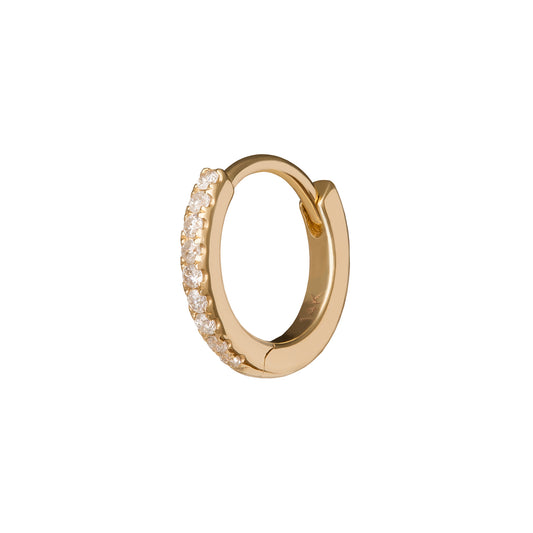 Half Paved Huggie 8mm - Yellow Gold - Main Img