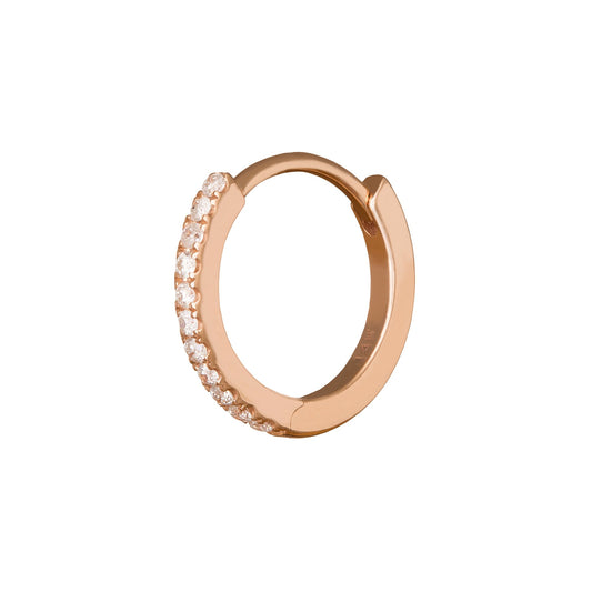 Half Paved Huggie 9.5mm - Rose Gold - Main Img