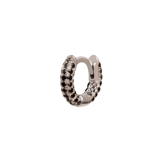 Five Row Black Diamond Huggie 5mm - White Gold - Main Img