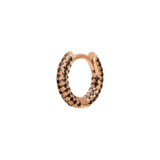 Five Row Black Diamond Huggie 6.5mm - Rose Gold - Main Img