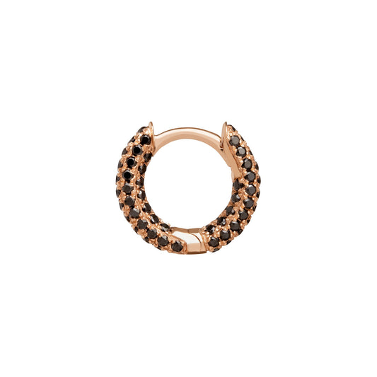Five Row Black Diamond Huggie 6.5mm - Rose Gold