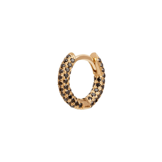 Five Row Black Diamond Huggie 6.5mm - Yellow Gold - Main Img