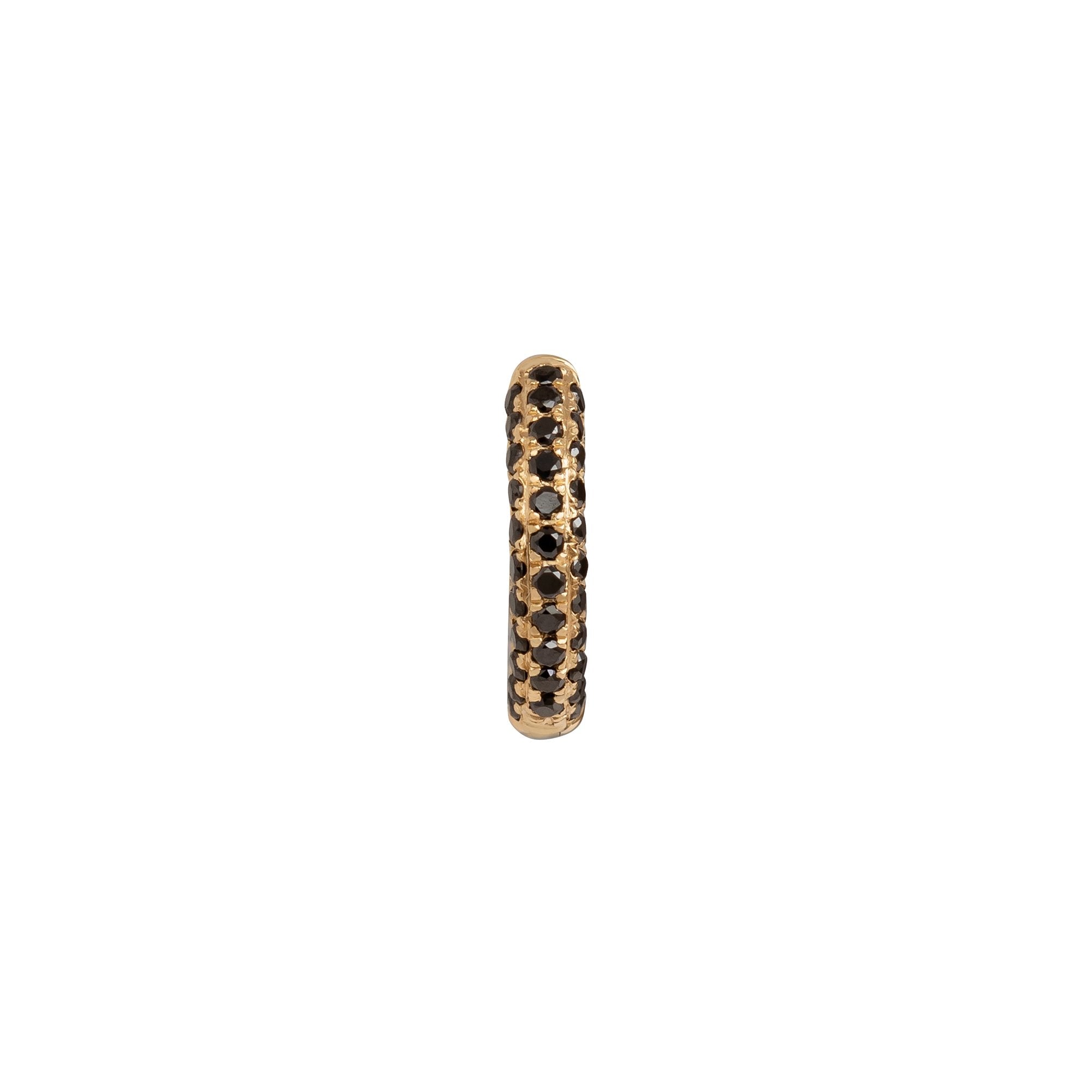 Trouver Five Row Black Diamond Huggie 6.5mm - Yellow Gold - Earrings - Broken English Jewelry