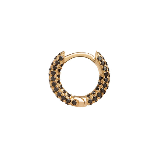Five Row Black Diamond Huggie 6.5mm - Yellow Gold