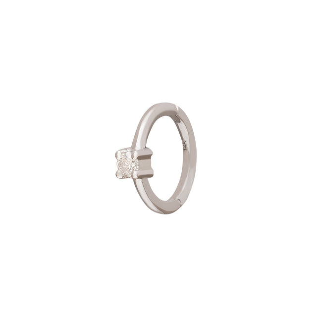 Trouver Round Prong Huggie 6.5mm - White Gold - Earrings - Broken English Jewelry