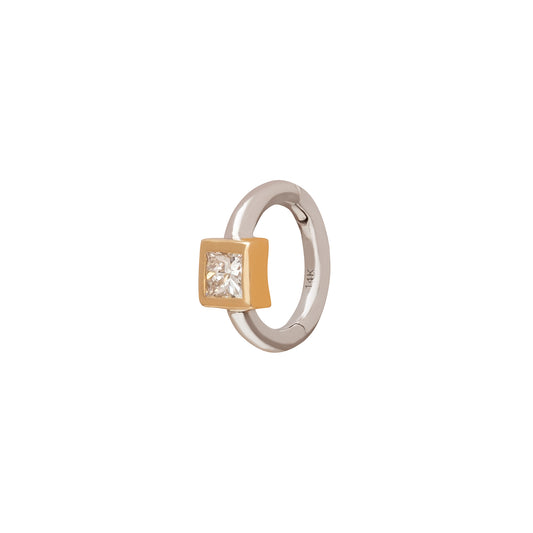 Square Bezel Huggie 5mm - White & Yellow Gold - Main Img