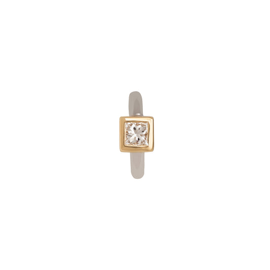 Square Bezel Huggie 5mm - White & Yellow Gold