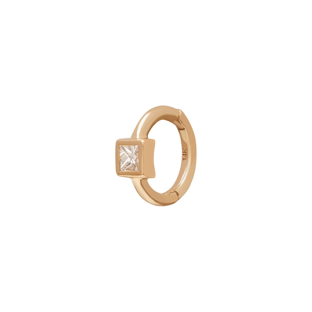 Trouver Square Bezel Huggie 5mm - Yellow Gold - Earrings - Broken English Jewelry