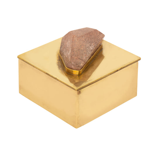 Small Brass & Pink Quartz Box