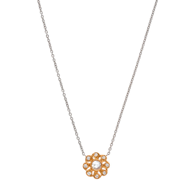 Sethi Couture Flora Diamond Necklace - Rose & White Gold - Necklaces - Broken English Jewelry