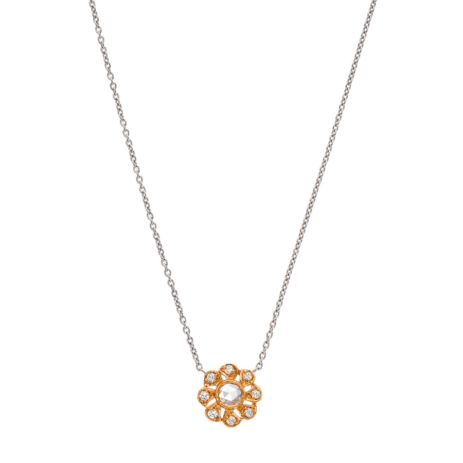 Sethi Couture Flora Diamond Necklace - Rose & White Gold - Necklaces - Broken English Jewelry