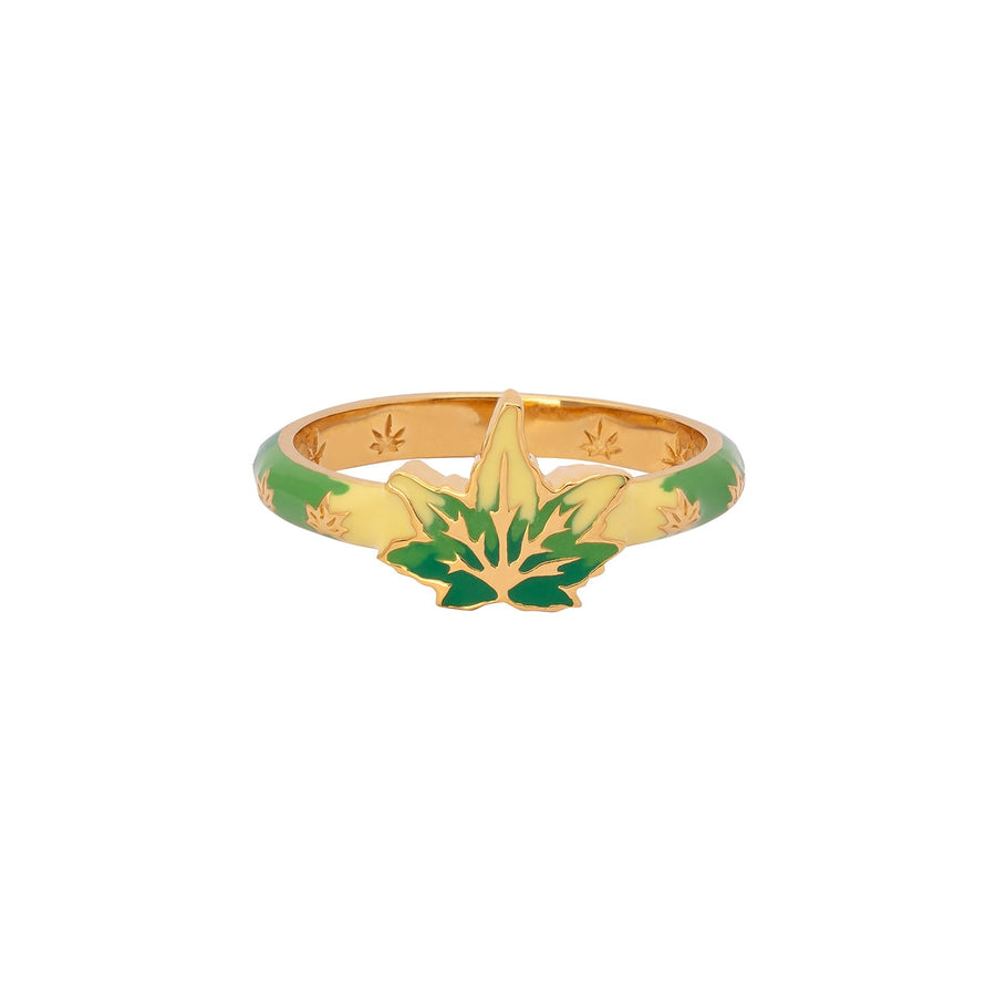 Buddha Mama Skinny Weed Leaf Ring - Broken English Jewelry