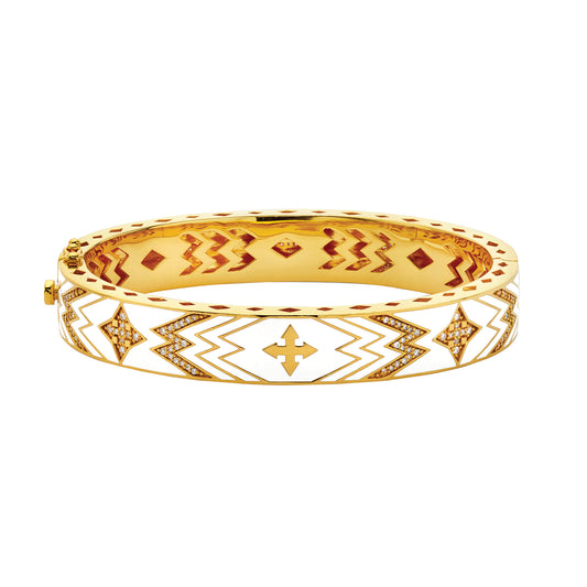 White Enamel Cross Bangle