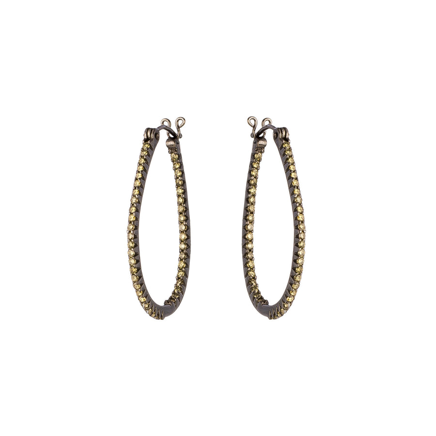 Sethi Couture Simple Elegance Oval Hoops - Green Diamond - Earrings - Broken English Jewelry