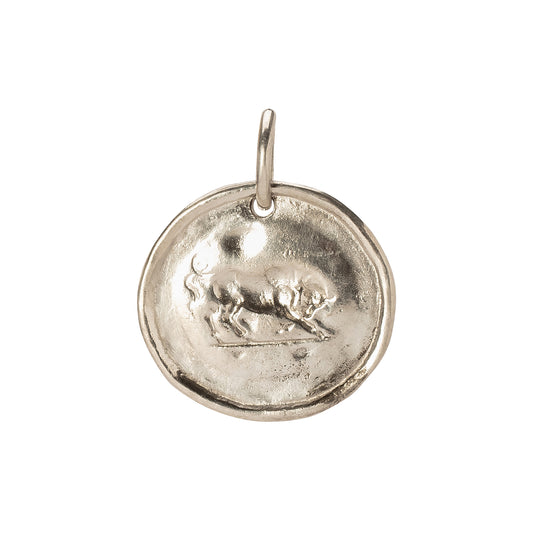 Bull Coin Pendant - Silver - Main Img