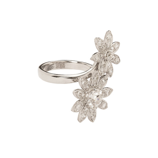 Bypass Flower Diamond Ring