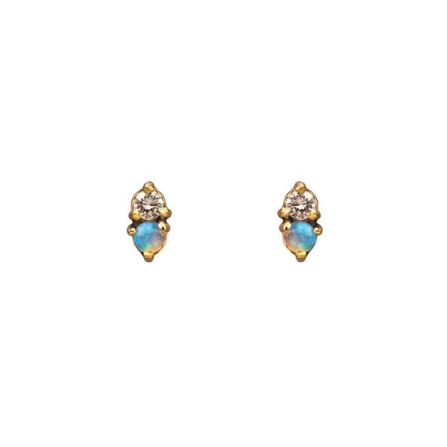 WWAKE Two-Step Opal and Diamond Earring - Broken English Jewelry
