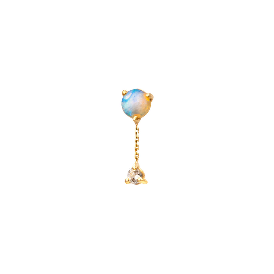 WWAKE Large Two Step Chain Earring - Opal & Diamond - Earrings - Broken English Jewelry