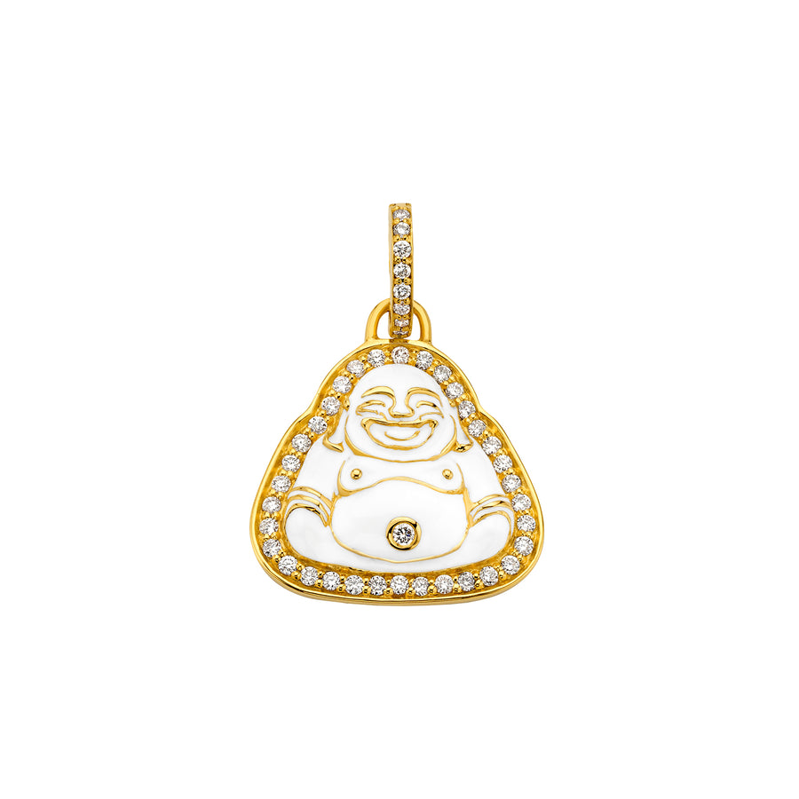 Buddha Mama Small Happy Buddha Pendant - White Enamel - Charms & Pendants - Broken English Jewelry