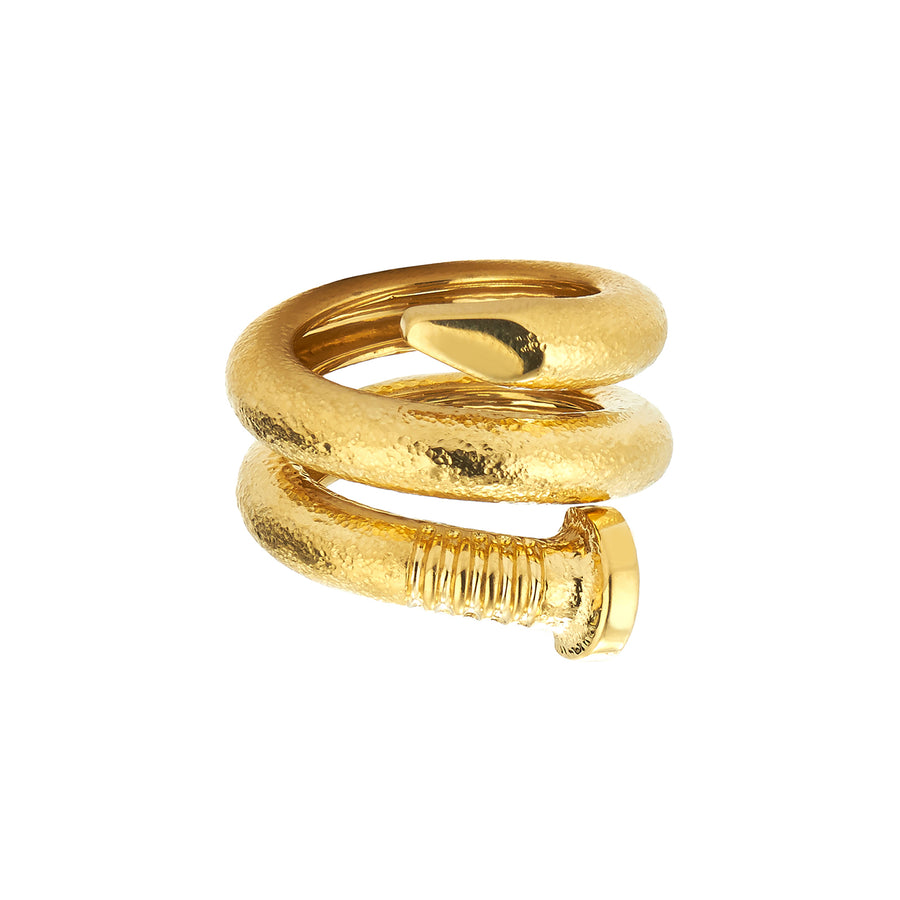 David Webb Hammered Gold Nail Ring - Broken English Jewelry