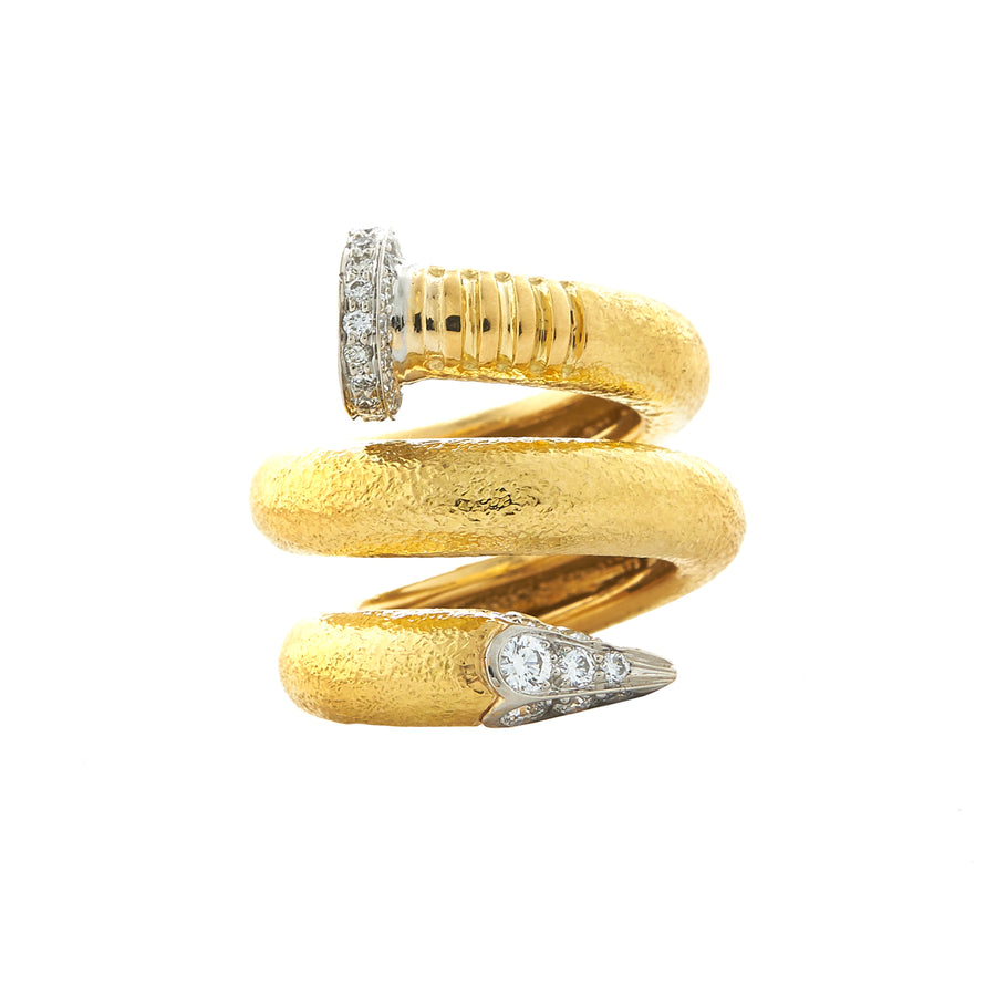 David Webb Diamond Nail Hammered Ring - Rings - Broken English Jewelry