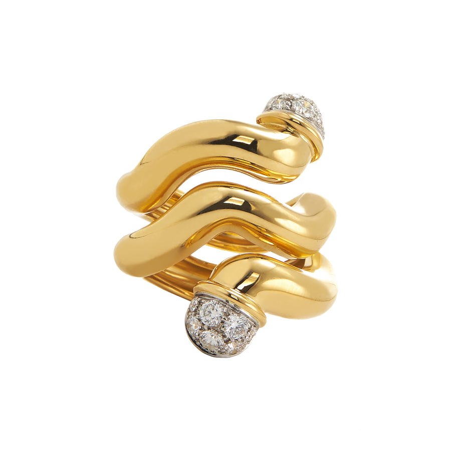David Webb Wave Double Tipped Nail Ring - Broken English Jewelry