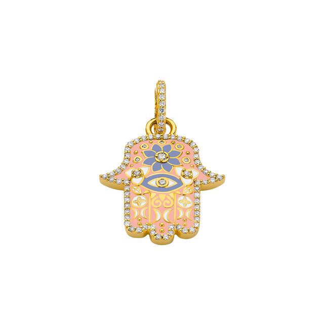 Buddha Mama Small Hamsa Pendant - Pink - Broken English Jewelry