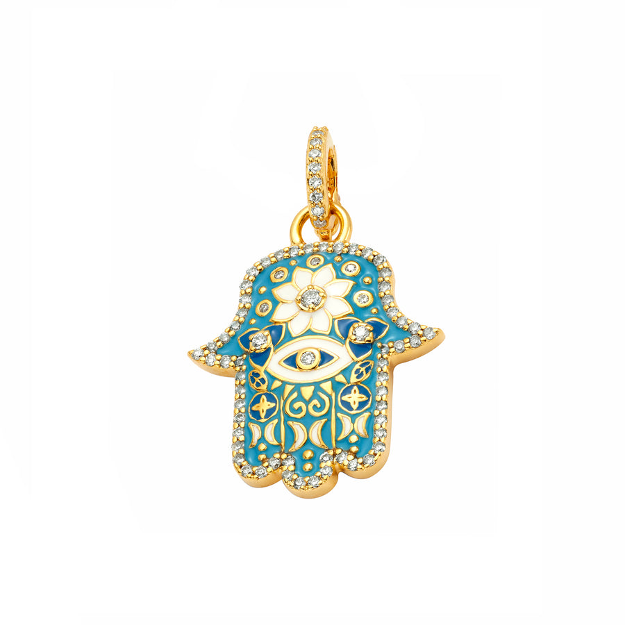Buddha Mama Small Hamsa Pendant - Sky Blue - Charms & Pendants - Broken English Jewelry