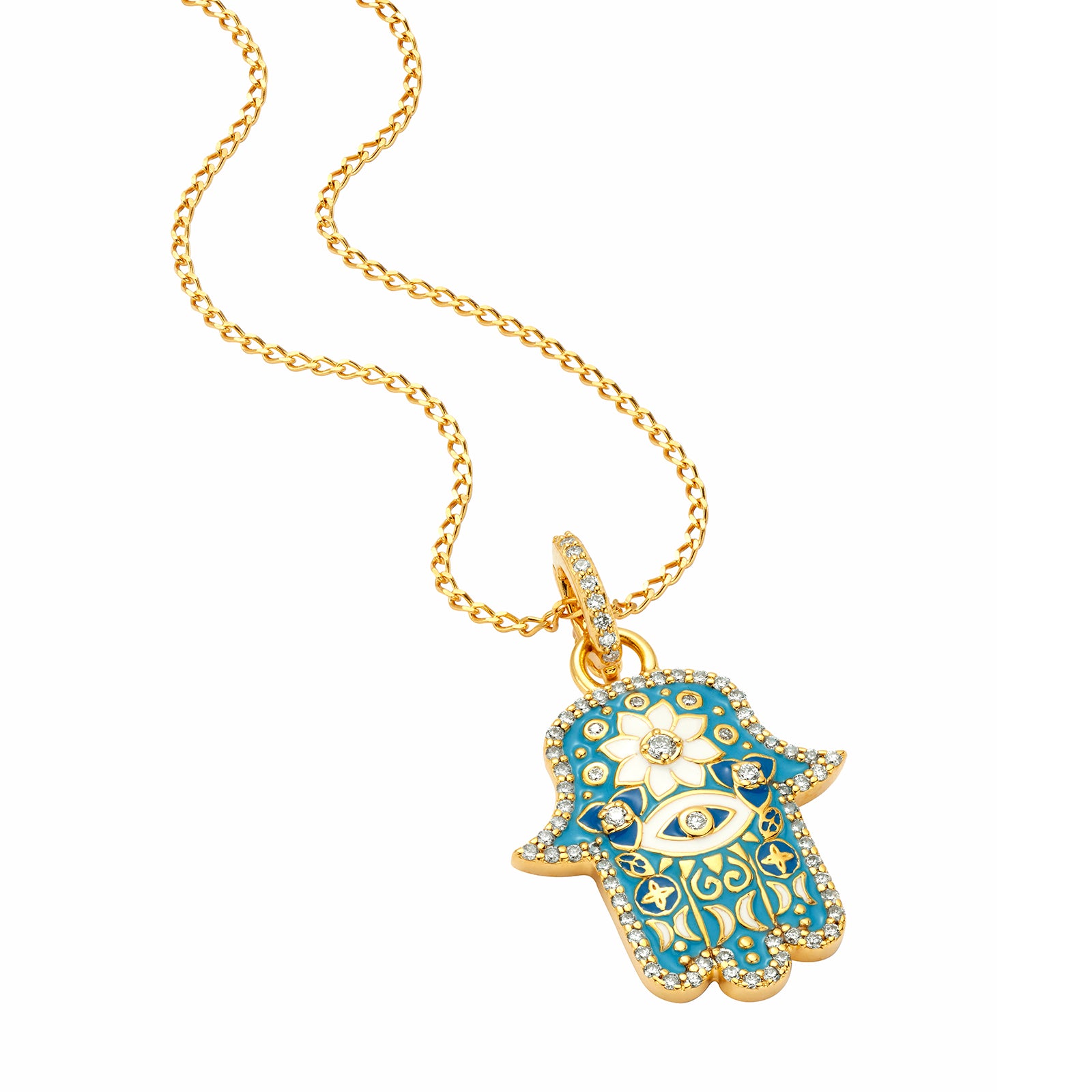Buddha Mama Small Hamsa Pendant - Sky Blue - Charms & Pendants - Broken English Jewelry