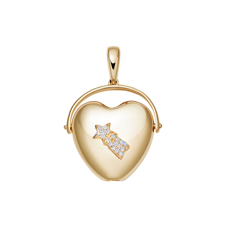 Loquet Lumiere Luna Shooting Star Heart Pendant - Yellow Gold - Charms & Pendants - Broken English Jewelry