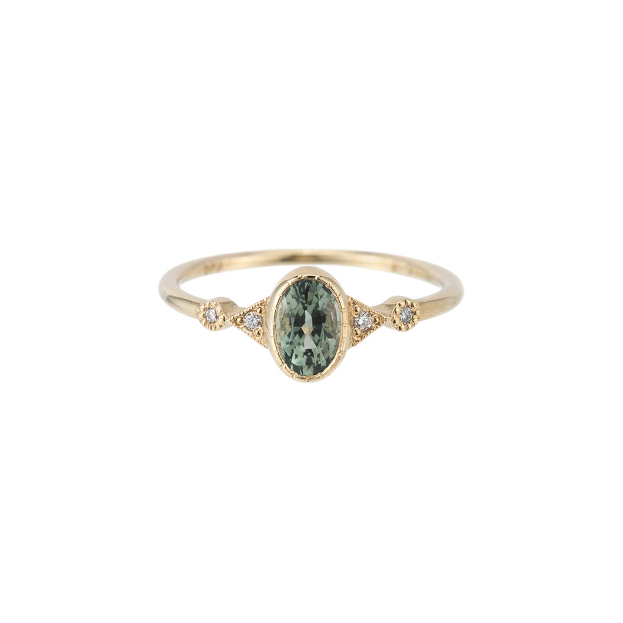 Jennie Kwon Duo Deco Ring - Green Sapphire - Rings - Broken English Jewelry