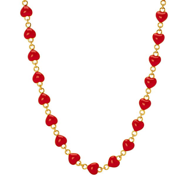 Buddha Mama Mini Puffy Heart Necklace - Red & Diamond - Necklaces - Broken English Jewelry