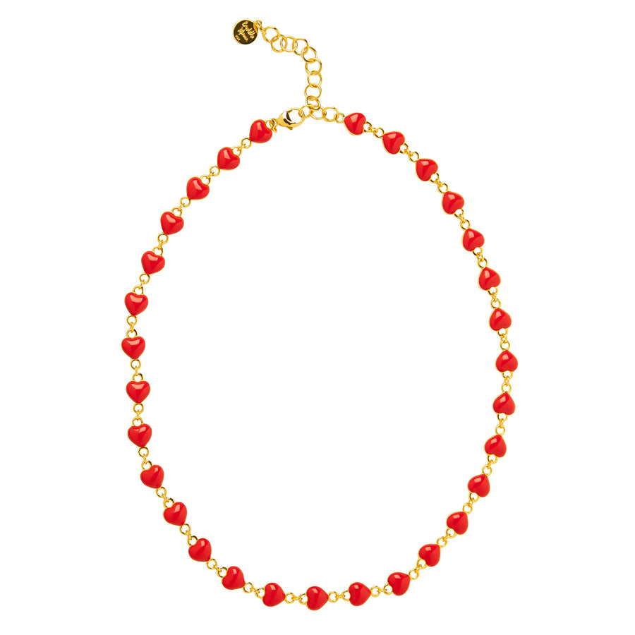 Buddha Mama Mini Puffy Heart Necklace - Red & Diamond - Necklaces - Broken English Jewelry