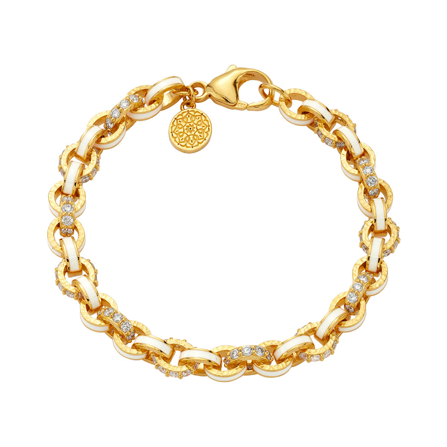 Buddha Mama Diamond Link Bracelet - White Enamel - Bracelets - Broken English Jewelry