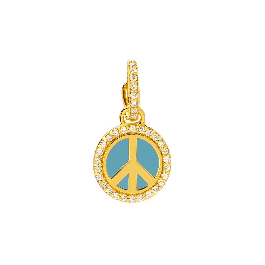 Buddha Mama Peace Sign Pendant - Sky Blue Enamel - Charms & Pendants - Broken English Jewelry